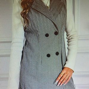 Brand new grey herringbone very light wool blend- double breasted